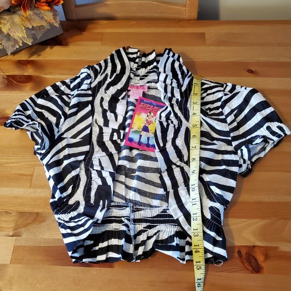 She's Cool - Women's Ruffle Short Sleeve Open Front Bolero Shrugs Zebra print - Picture 5 of 8